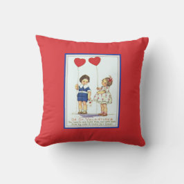 Vintage Valentine Children with Ballons Throw Pill Kudde