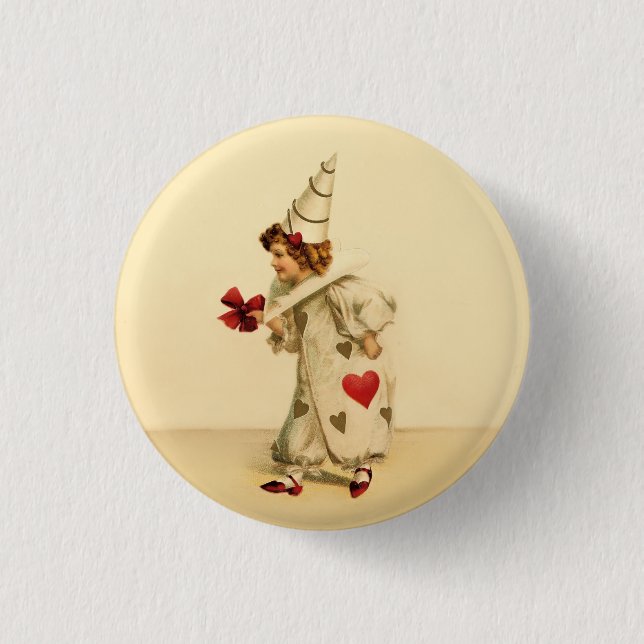 Vintage Valentine Clown Knapp (Framsida)