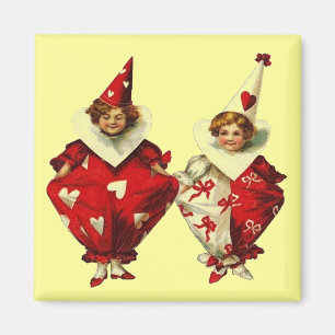 Vintage Valentine Clowns Magnet