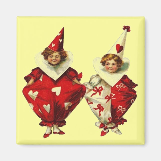Vintage Valentine Clowns Magnet (Framsidan)