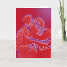 Vintage Valentine Couple in Red Helgkort