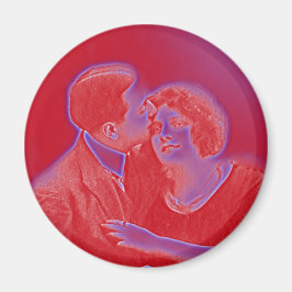 Vintage Valentine Couple in Red Magnet