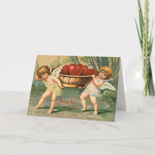 Vintage Valentine Cupid Card Helgkort (Framsida)