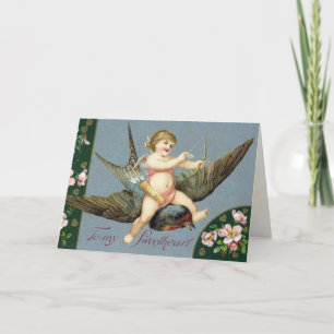 Vintage Valentine Cupid Card Helgkort