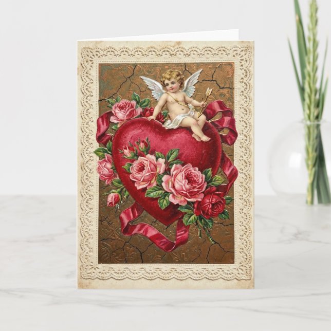 Vintage Valentine Cupid Card Kort (Framsida)