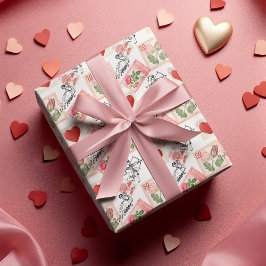 Vintage Valentine Cupid och Frimärke Presentpapper