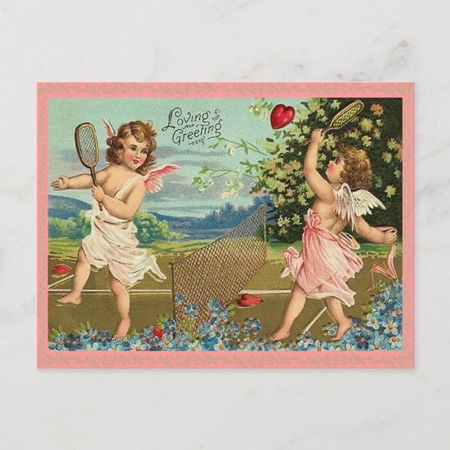 Vintage Valentine Cupid-vykort Helg Vykort (Framsida)