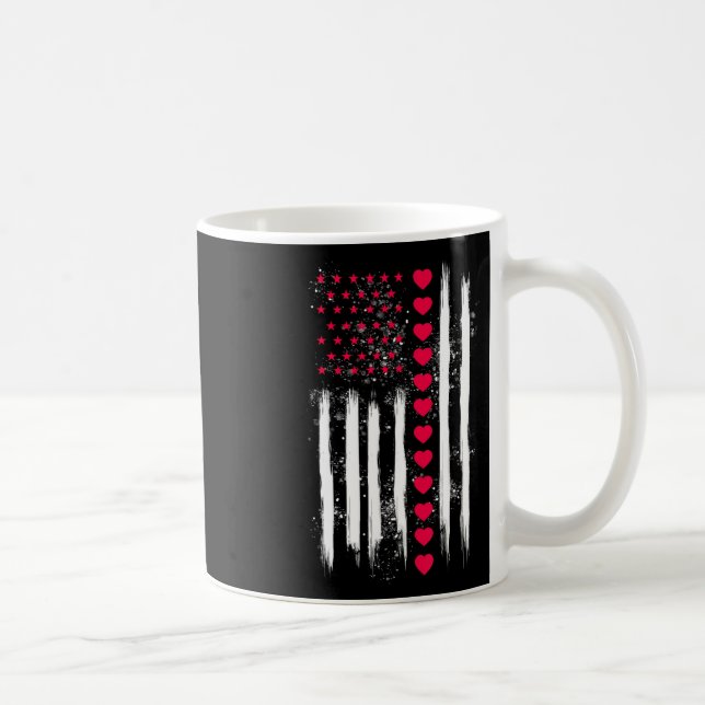 Vintage Valentine Day American Flag Heart Perfect  Kaffemugg (Höger)