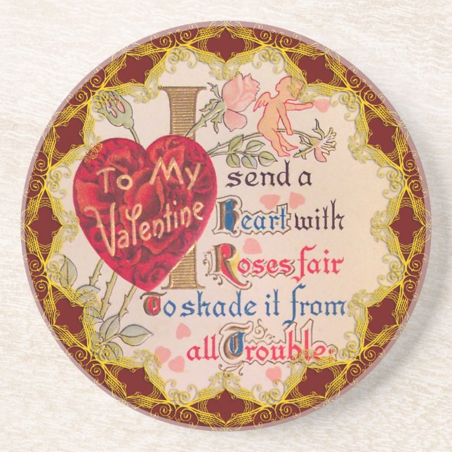 Vintage Valentine Dikt Underlägg Sandsten (Framsidan)