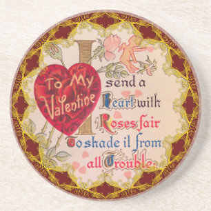 Vintage Valentine-diktsko för glas Underlägg Sandsten