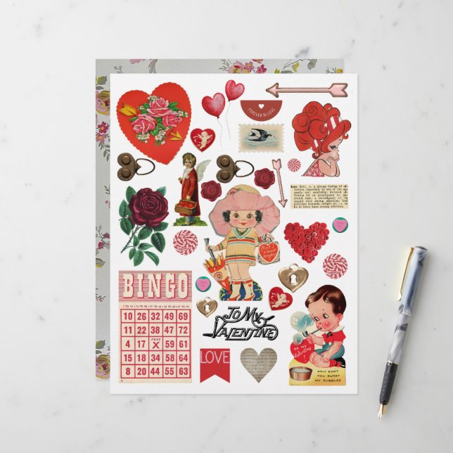 Vintage Valentine Ephemera Clipart (Fram/Back In Situ)