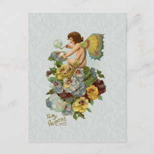 Vintage Valentine Fairy Helg Vykort