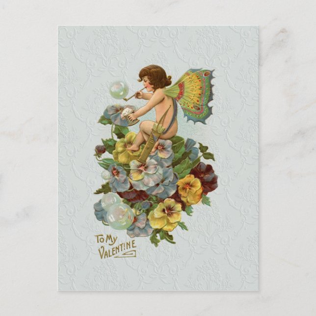 Vintage Valentine Fairy Helg Vykort (Framsida)