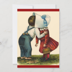Vintage Valentine First Kiss Day Inbjudningar