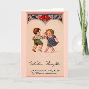 Vintage Valentine Girl och pojkvän Helgkort