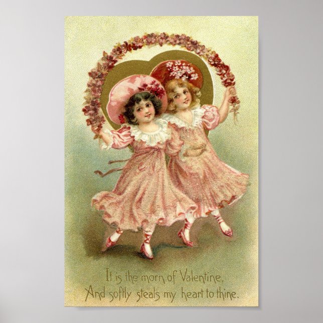 Vintage Valentine Girls Poster (Framsidan)