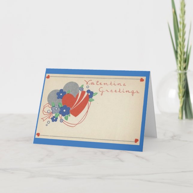Vintage Valentine Greeting Card Helgkort (Framsida)