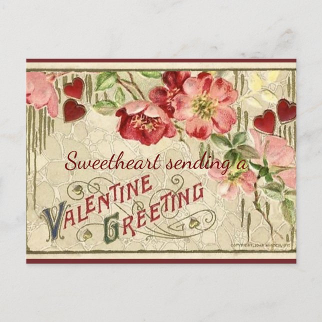 Vintage Valentine Hälsning Helg Vykort (Framsida)