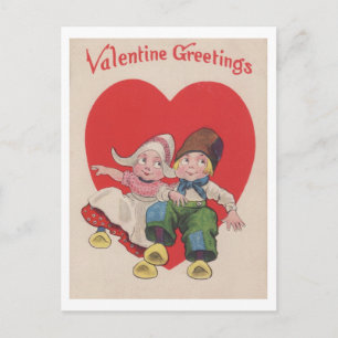 Vintage Valentine Hälsning Netherlands Children Helg Vykort