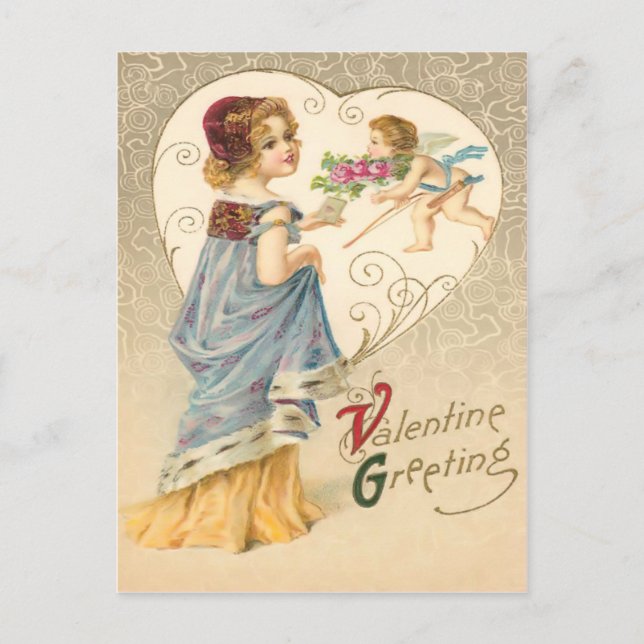 Vintage Valentine Hälsning vykort (Framsida)