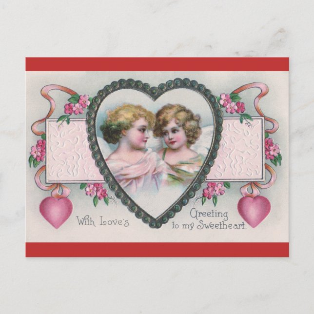 Vintage Valentine Hälsning vykort (Framsida)