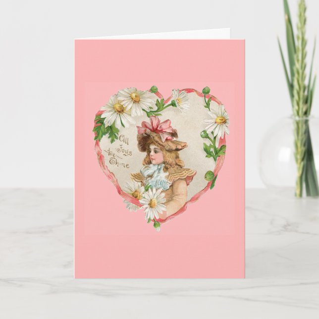 Vintage Valentine Heart Card Helgkort (Framsida)