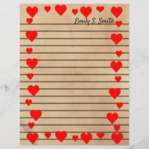 Vintage Valentine Heart-Gräns-länkat skrivpapper