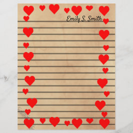Vintage Valentine Heart-Gräns-länkat skrivpapper