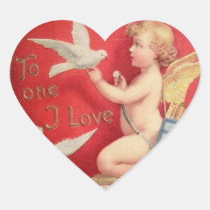Vintage Valentine Heart Hjärtformat Klistermärke