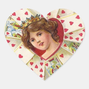 Vintage Valentine Heart Hjärtformat Klistermärke