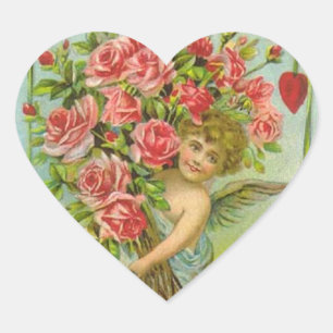 Vintage Valentine Heart Hjärtformat Klistermärke