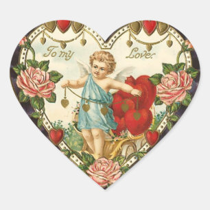 Vintage Valentine Heart Hjärtformat Klistermärke