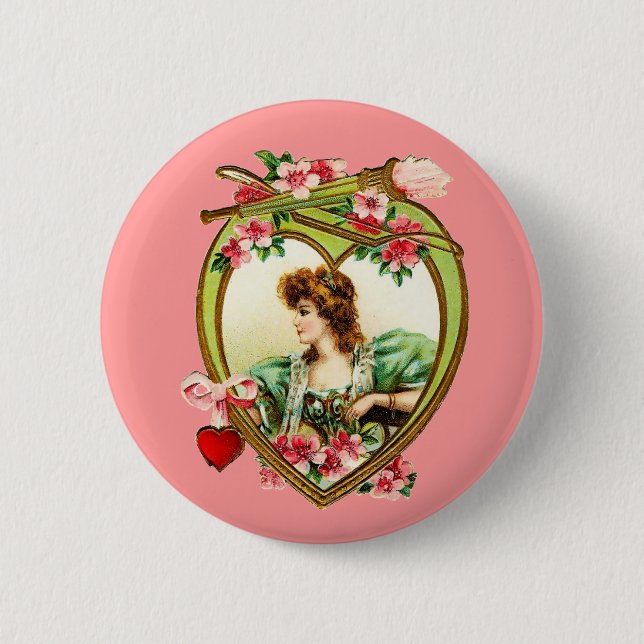 Vintage Valentine Heart Knapp (Framsida)