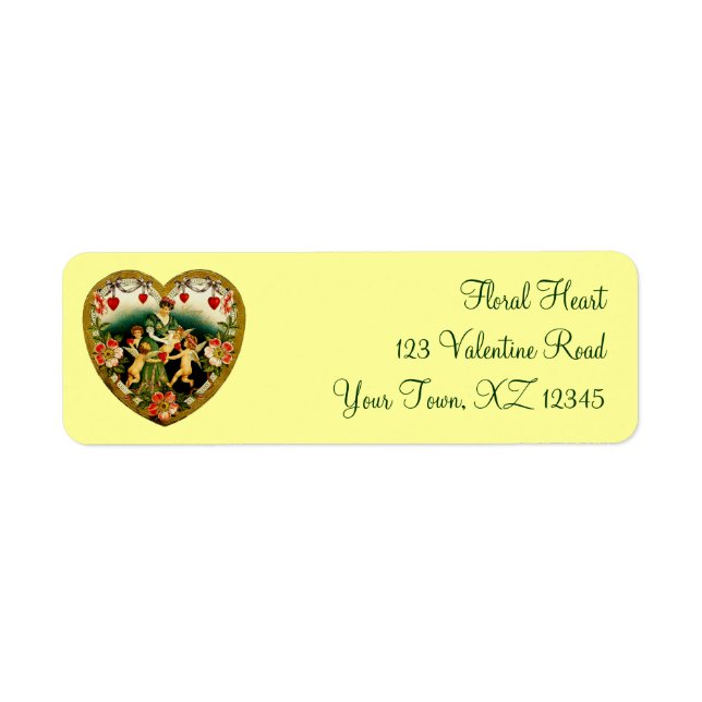Vintage Valentine Heart Returadress Etikett (Framsidan)