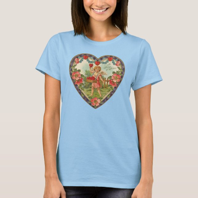 Vintage Valentine Heart Shirt Tee Shirt (Framsida)