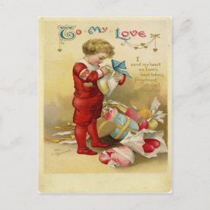 Vintage Valentine Helg Vykort