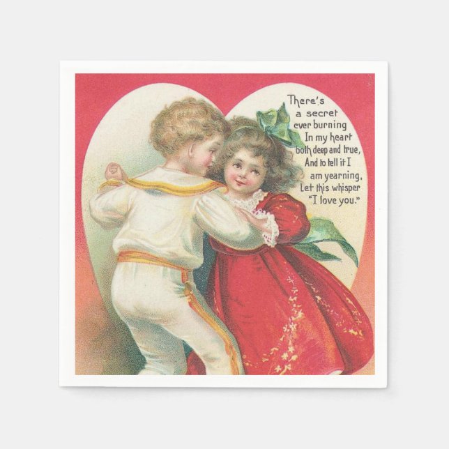 Vintage Valentine Helgdag pappra blöjor Pappersservett (Framsidan)