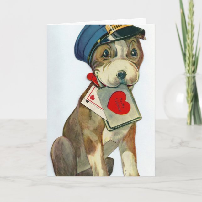 Vintage Valentine Hund Helgkort (Framsida)