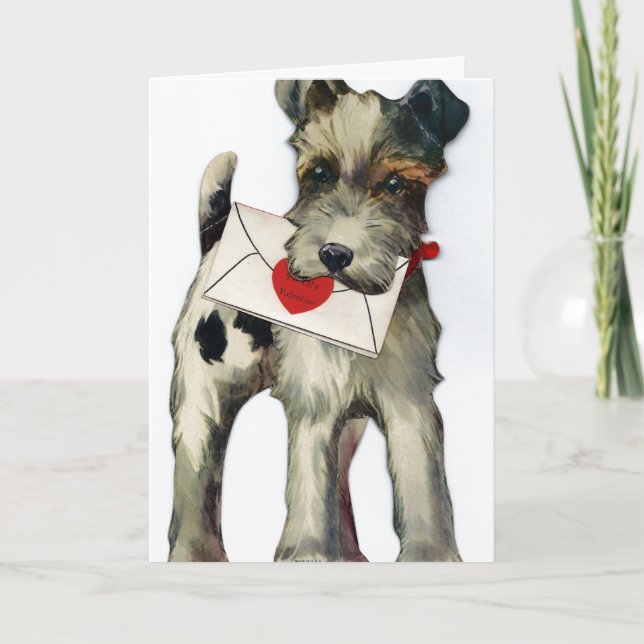 Vintage Valentine Hund Helgkort (Framsida)