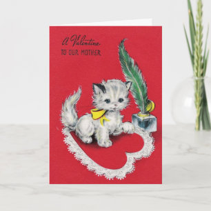 Vintage Valentine Kattunge för Mor Helgkort