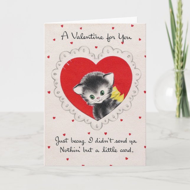 Vintage Valentine Kattunge Helgkort (Framsida)