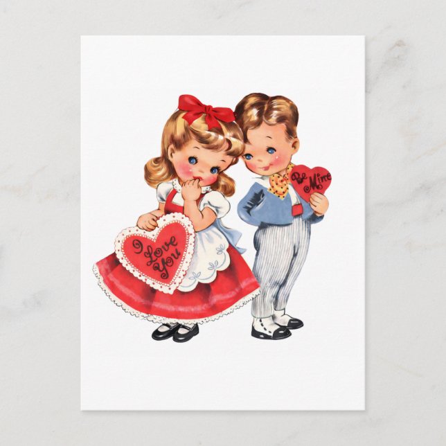 Vintage Valentine Kids Postcard Vykort (Framsida)