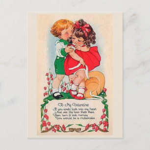 Vintage Valentine Kiss Helg Vykort