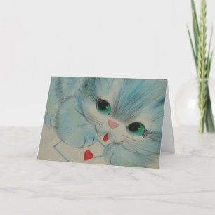 Vintage Valentine Kitten Helgkort