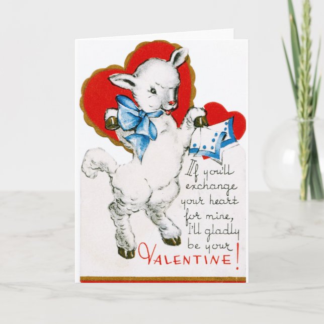 Vintage Valentine Lamb Helgkort (Framsida)