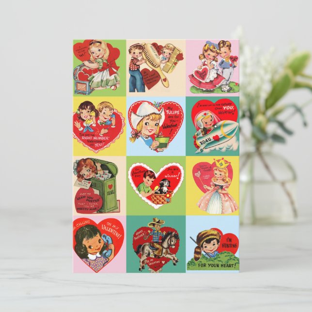 Vintage Valentine-lappteknik Julkort (Stående Fram)