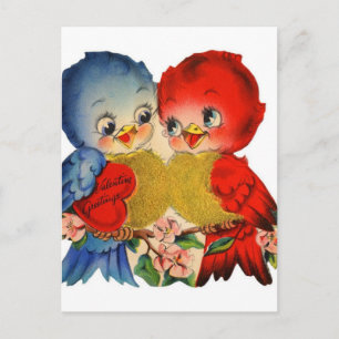 Vintage Valentine Love birds Helg Vykort