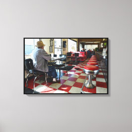 Vintage Valentine Middag Insida Canvastryck