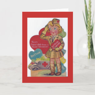 Vintage Valentine - Militär - Hjärtspecialist Helgkort