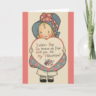Vintage Valentine - Militär - Soldier Boy Helgkort